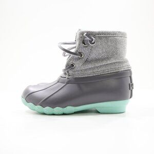 Sperry Saltwater Gray Nylon & Rubber Waterproof Rain Duck Boots - Toddler 7